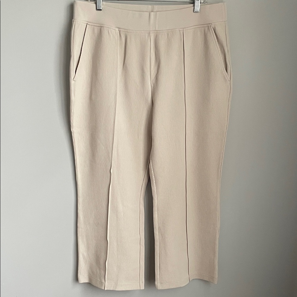 New Haven Well Within Ivory Ribbed Organic Cotton Blend Pull On Lounge Pants XL